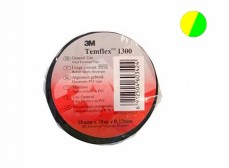 7100081324 Temflex 1300, желто-зеленая, универсальная изоляционная лента, 15мм х 10м х 0,13мм