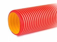 160920-8K Двустенная труба ПНД жесткая для кабельной канализации д.200мм, SN8, 750Н, 6м, цвет красны