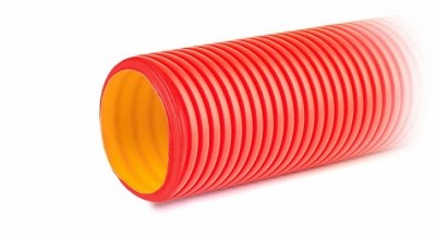 160916-6К Двустенная труба ПНД жесткая для кабельной канализации д.160мм, SN6, 750Н, 6м, цвет красны
