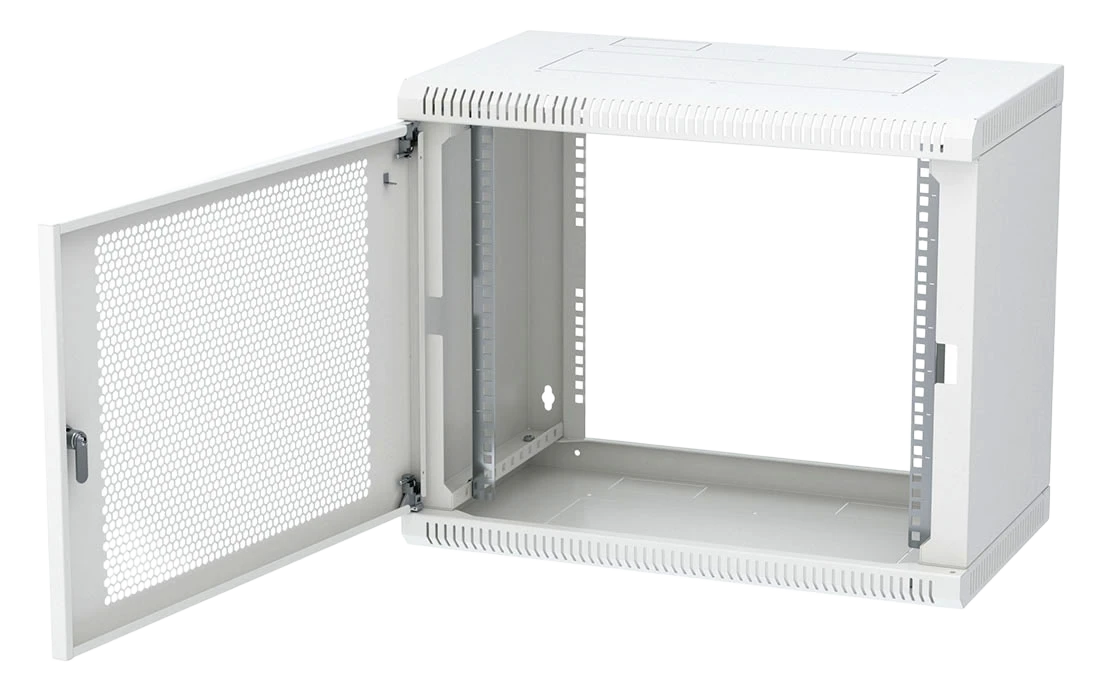 Шкаф телекоммуникационный настенный разборный 19”,9U(600x350), ШТ-НСр-9U-600-350-П дверь перфорированная ССД