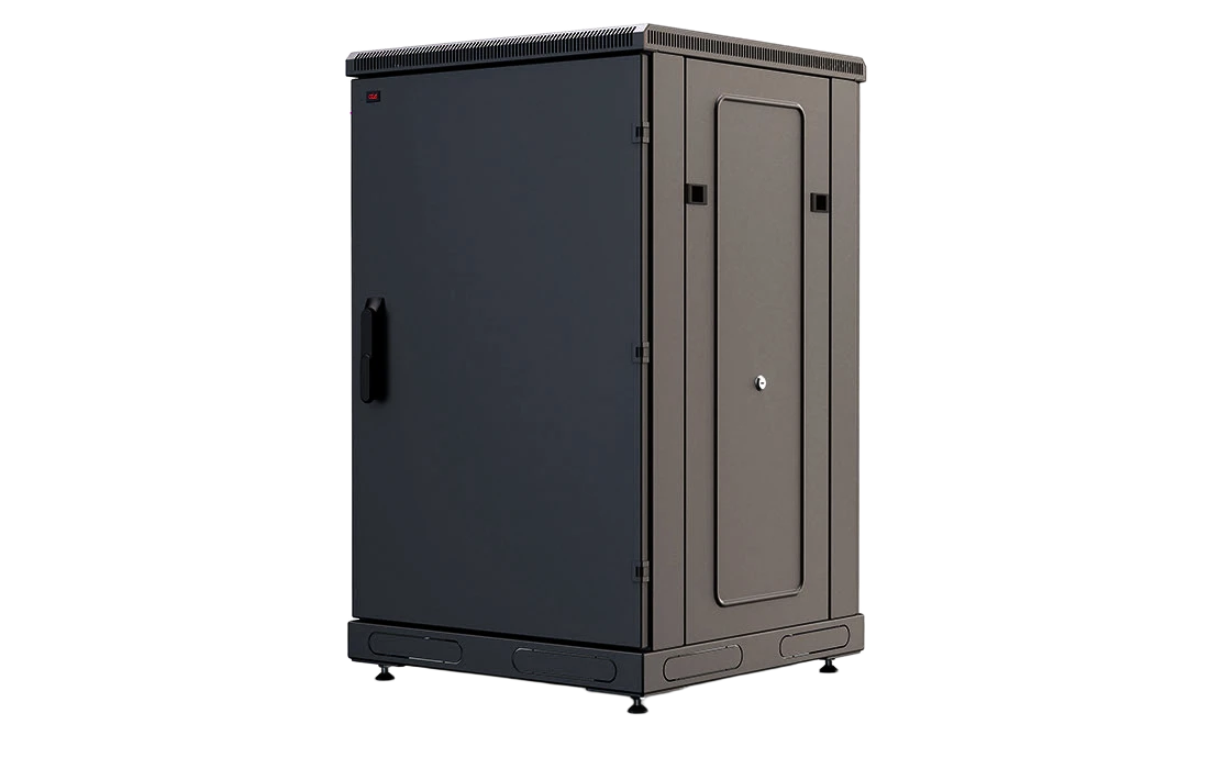 Шкаф телекоммуникационный напольный 19",18U(600x600), ШТ-НП-М-18U-600-600-М-Ч, передняя дверь металл, черный ССД