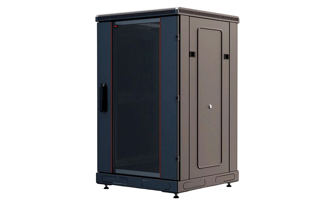 Шкаф телекоммуникационный напольный 19",18U(600x800), ШТ-НП-М-18U-600-800-С-Ч, передняя дверь стекло, черный ССД