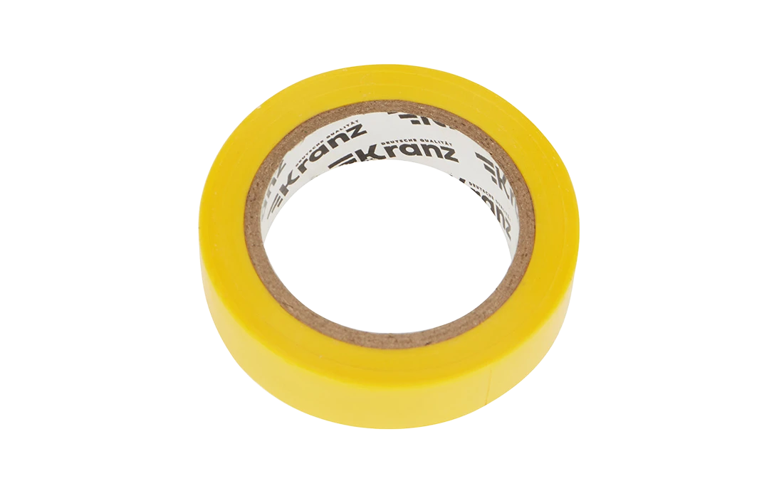 KR-09-2002 Изолента ПВХ KRANZ 0.13х15 мм, 10 м, желтая упаковка 10 роликов