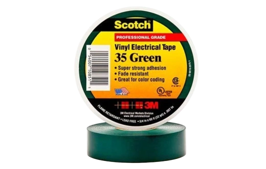 7000031669 Scotch 35, зеленая, изоляционная лента высшего класса, 19мм х 20м х 0,18мм