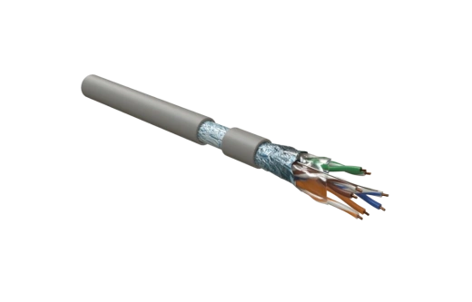 45788 Hyperline FUTP4-C5E-S24-IN-LSZH-GY-305 (305 м) Кабель витая пара F/UTP, категория 5e, 4 пары (24 AWG), одножильный (solid), экран - фольга, LSZH