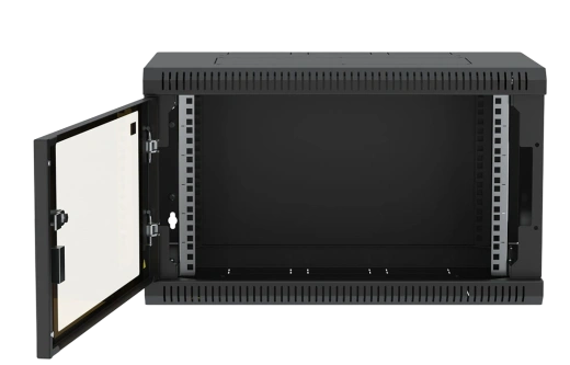 Шкаф телекоммуникационный настенный разборный черный 19”,6U(600x350), ШТ-НСр-6U-600-350-С-Ч дверь стекло ССД