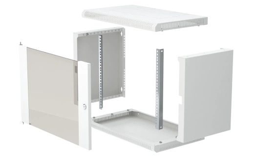 Шкаф телекоммуникационный настенный разборный 19”,18U(600x450), ШТ-НСр-18U-600-450-С дверь стекло ССД