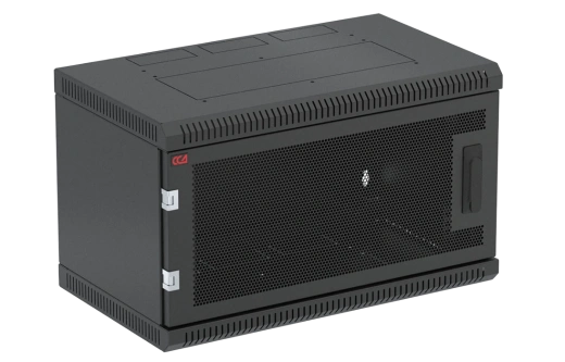 Шкаф телекоммуникационный настенный разборный черный 19”,6U(600x450), ШТ-НСр-6U-600-450-П-Ч дверь перфорированная ССД