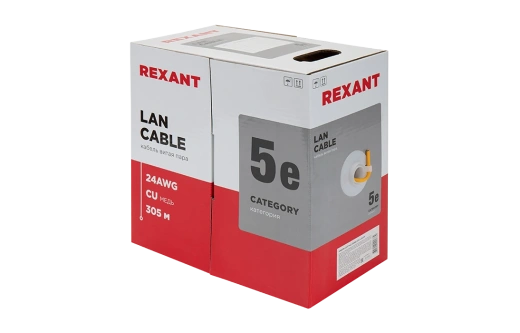 01-0049 REXANT Кабель витая пара UTP 4PR 24AWG, CAT5e, нг(А)-HF, LSZH (бухта 305 м)