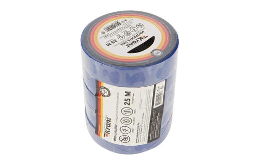 KR-09-2205 Изолента ПВХ KRANZ 19 мм х 25 м, синяя, упаковка 5 роликов