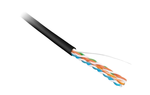 49118 Hyperline UUTP4-C5E-S24-OUT-PE-BK-500 (500 м) Кабель витая пара, неэкранированный U/UTP, категория 5e, 4 пары(24 AWG), одножильный (solid), внеш