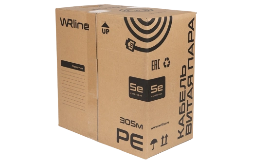 WRline WR-UTP-4P-C5E-PE-BK Кабель витая пара, неэкранированный U/UTP, категория 5e, 4 пары (0,50 мм), одножильный, внешний, PE, черный, 305 м