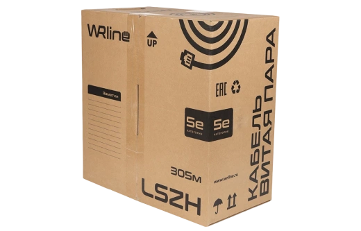 WRline WR-FTP-4P-C5E-LSZH-GY Кабель витая пара, экранированный F/UTP, категория 5e, 4 пары (0,50 мм), одножильный, внутренний, LSZH, нг(A)-HF, серый, 305 м