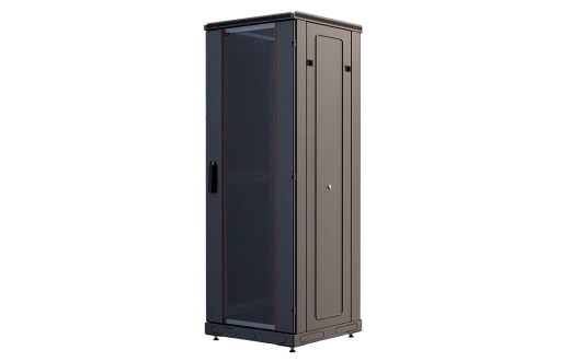 Шкаф телекоммуникационный напольный 19", 27U(600x600), ШТ-НП-М-27U-600-600-С-Ч, передняя дверь стекло, черный ССД