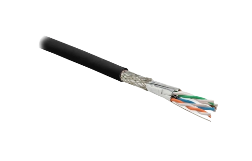 359207 Hyperline SFTP4-C6A-S23-OUT-PE-BK-500 (500 м) Кабель витая пара, экранированная (S/FTP), категория 6a, 4 пары (23 AWG), одножильный (solid), ка