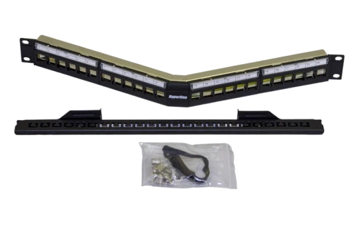 426175 Hyperline PPBL4A-19-24-SH-RM Модульная патч-панель 19", 24 порта, угловая, 1U, для экранированных и неэкранированных модулей Keystone Jack, с з