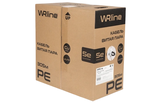 WRline WR-UTP-4P-C5E-PE-BK Кабель витая пара, неэкранированный U/UTP, категория 5e, 4 пары (0,50 мм), одножильный, внешний, PE, черный, 305 м