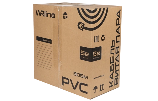 WRline WR-FTP-4P-C5E-PVC-GY Кабель витая пара, экранированный F/UTP, категория 5e, 4 пары (0,50 мм), одножильный, внутренний, PVC нг(А)-LS, серый, 305 м