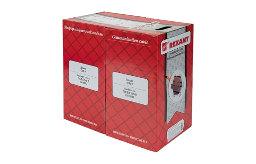 01-0150 REXANT Кабель витая пара FTP 4PR 24AWG, CAT5e, нг(А)-HF, LSZH (бухта 305 м)