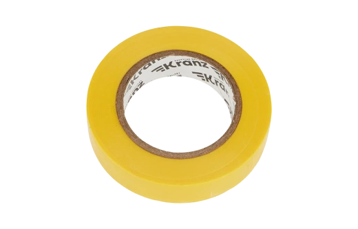 KR-09-2602 Изолента ПВХ KRANZ 15 мм х 20 м, желтая, упаковка 10 роликов