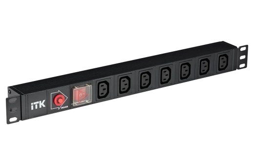 PDU 7 розеток C13, с выкл. и защ. от перенапр, без шнура