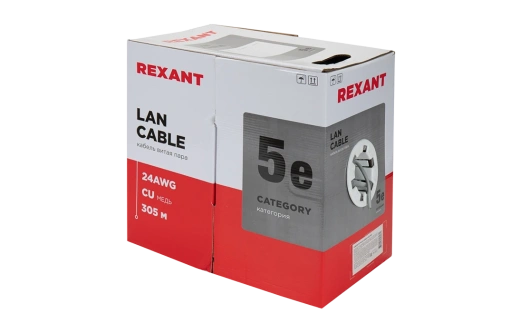 01-0143 REXANT Кабель витая пара FTP 4PR 24AWG, CAT5e (бухта 305 м)