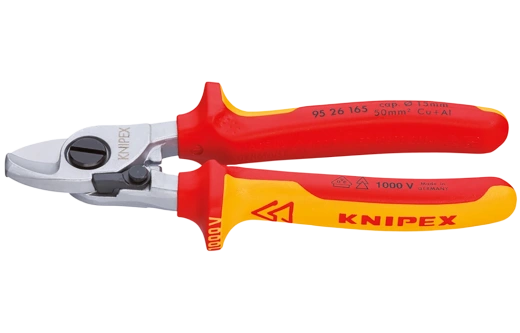 KN-9526165	Кабелерез VDE, Ø 15 мм (50 мм²), длина 165 мм, пружина, хром, 2-комп диэлектрические ручки