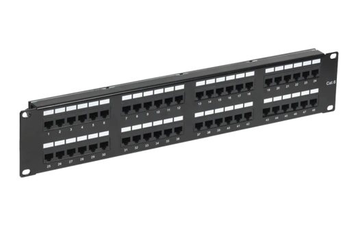 02-0232 REXANT PRO Патч-панель с кабельными органайзерами 19", 2U, 48 портов, RJ-45, CAT 6, UTP