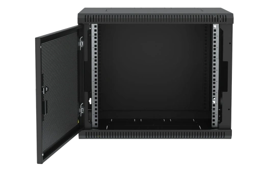 Шкаф телекоммуникационный настенный разборный черный 19”,9U(600x350), ШТ-НСр-9U-600-350-П-Ч дверь перфорированная ССД