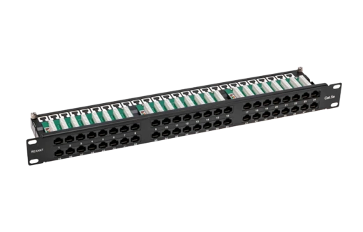 02-0033 REXANT PRO Патч-панель высокой плотности с кабельными органайзерами 19", 1U, 48 портов, UTP, RJ-45, CAT 5e