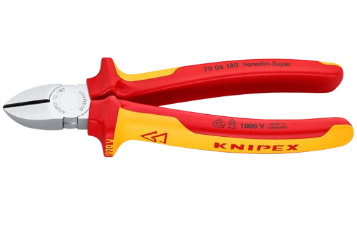 KN-7006180	Бокорезы VDE, 180 мм, хром, 2-комп диэлектрические ручки