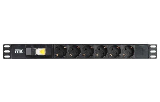 PH21-6D3 ITK PDU 6 роз. нем. ст. с автом.10А 1U, вх.С14 без каб. чер.