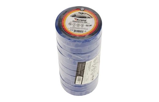 KR-09-2605 Изолента ПВХ KRANZ 15 мм х 20 м, синяя, упаковка 10 роликов