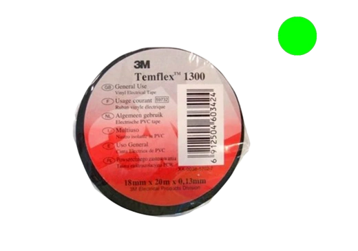 7100081321 Temflex 1300, зеленая, универсальная изоляционная лента, 15мм х 10м х 0,13мм