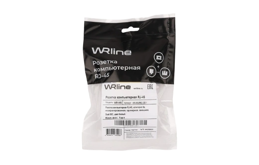 WRline WR-WS-8P8C-C5E-1 Розетка компьютерная RJ-45, категория 5e, неэкранированная, одинарная, внешняя, Dual IDC, цвет белый