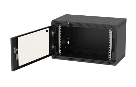 Шкаф телекоммуникационный настенный разборный черный 19”,6U(600x350), ШТ-НСр-6U-600-350-С-Ч дверь стекло ССД