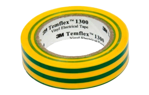 7100080346 Temflex 1300, желт-зел, универсальная изоляционная лента, 19мм х 20м х 0,13мм