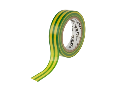 KR-09-2007 Изолента ПВХ KRANZ 0.13х15 мм, 10 м, желто-зеленая упаковка 10 роликов