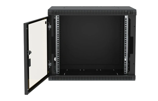 Шкаф телекоммуникационный настенный разборный черный 19”,9U(600x350), ШТ-НСр-9U-600-350-С-Ч дверь стекло ССД