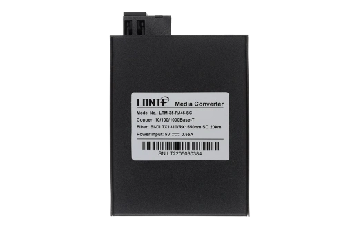 Медиаконвертер 10/100/1000M, Tx1310/Rx1550 20km, RJ45 SC