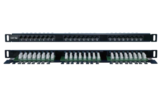 244076 Hyperline PPHD-19-24-8P8C-C5E-110D Патч-панель высокой плотности 19", 0.5U, 24 порта RJ-45, категория 5E, Dual IDC
