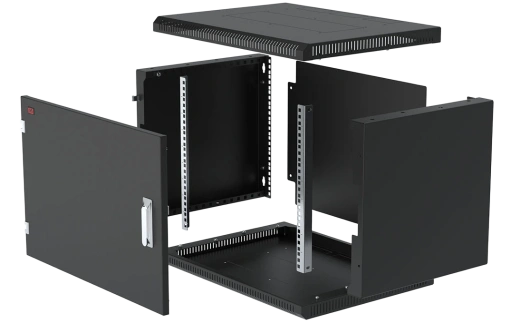 Шкаф телекоммуникационный настенный разборный черный 19”,9U(600x350), ШТ-НСр-9U-600-350-М-Ч дверь металл ССД