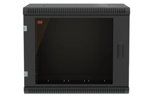 Шкаф телекоммуникационный настенный разборный черный 19”,9U(600x350), ШТ-НСр-9U-600-350-С-Ч дверь стекло ССД