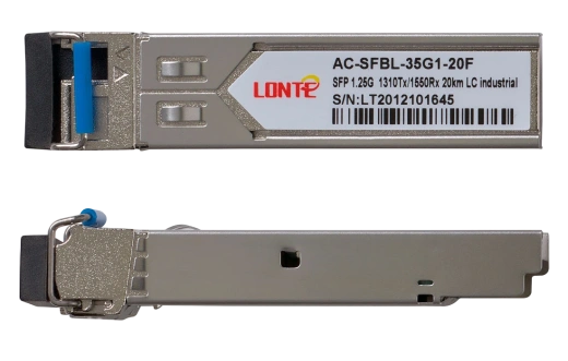 SFP WDM 1.25G Tx1310/Rx1550 20km LC DDM, industrial