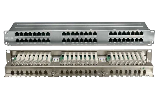 420641 Hyperline PPHD-19-48-8P8C-C5E-SH-110D Патч-панель высокой плотности 19", 1U, 48 портов RJ-45, полный экран, категория 5E, Dual IDC
