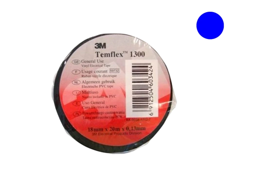 7100080345 Temflex 1300, синяя, универсальная изоляционная лента, 19мм х 20м х 0,13мм