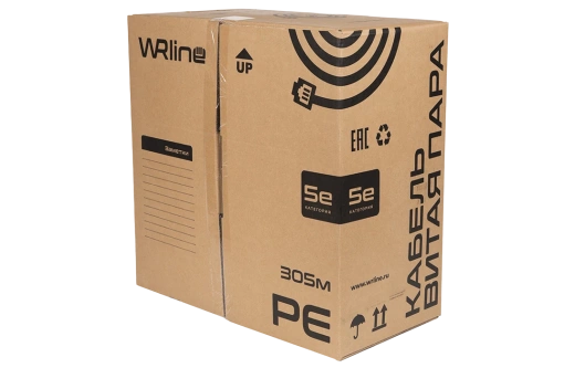 WRline WR-FTP-4P-C5E-PE-BK Кабель витая пара, экранированный F/UTP, категория 5e, 4 пары (0,50 мм), одножильный, внешний, PE, черный, 305 м