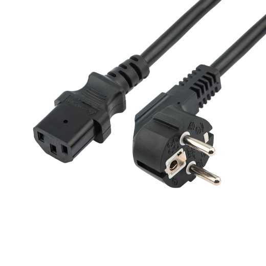 11-1138 REXANT Шнур сетевой, вилка угловая СЕЕ 7/7(Schuko) - разъем IEC 320 C13, кабель 3x1,5 мм², длина 1,5 метра, черный (PVC пакет)