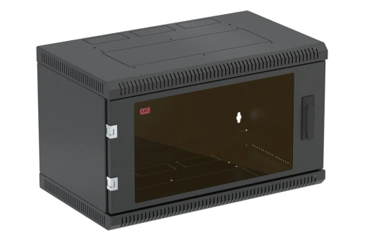 Шкаф телекоммуникационный настенный разборный черный 19”,6U(600x550), ШТ-НСр-6U-600-550-С-Ч дверь стекло ССД
