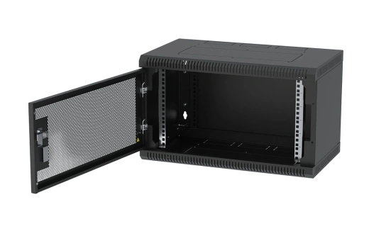 Шкаф телекоммуникационный настенный разборный черный 19”,6U(600x350), ШТ-НСр-6U-600-350-П-Ч дверь перфорированная ССД